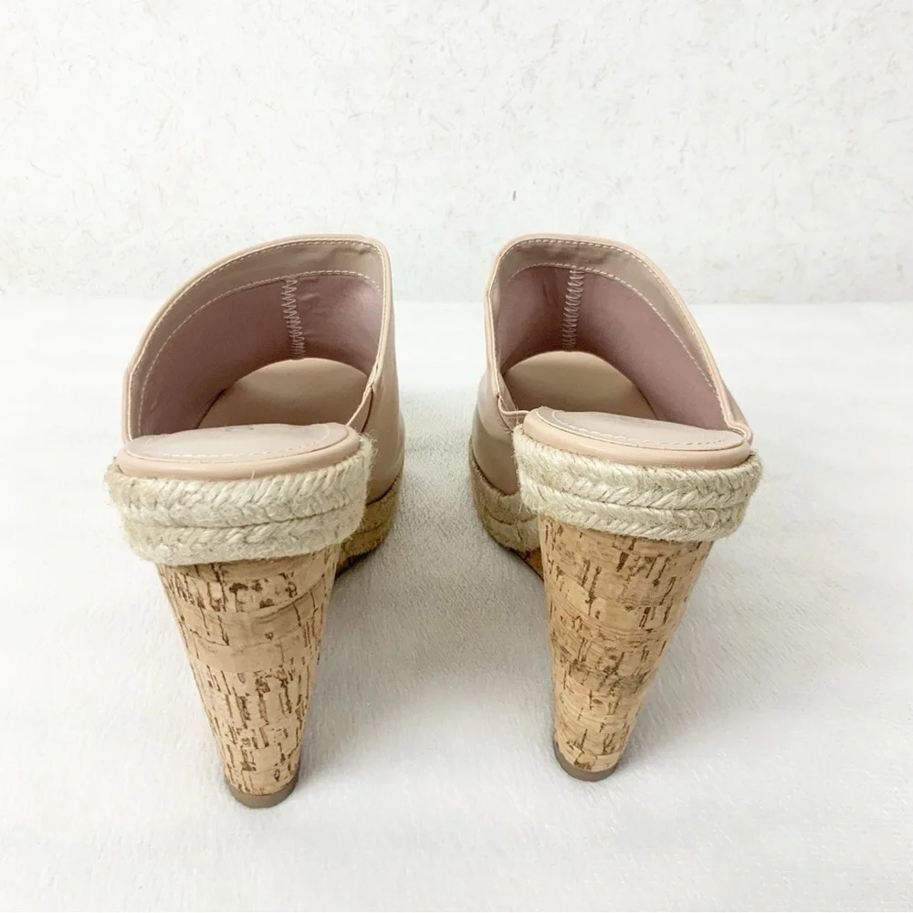 Charles David Balen Nude Espadrille Cork Wedges Size 11 Leather Summer Boho - Picture 4 of 8